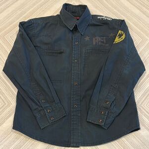 Religion Boys Dark Blue Button-Up Shirt with Graphic Details- Size 6